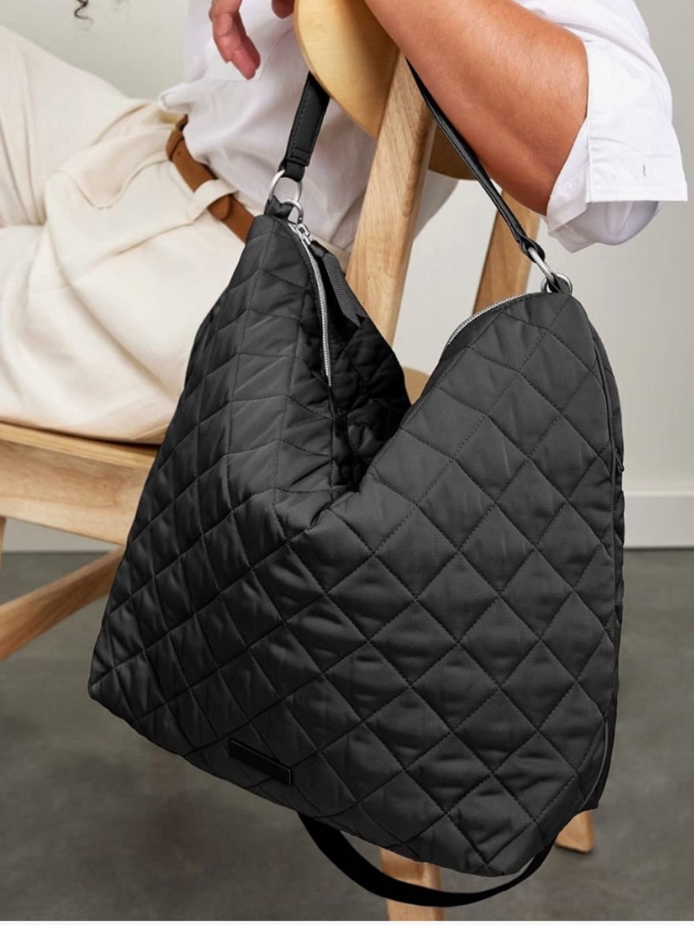 Vera Bradley Quilted Black Performance Twill Oversized Hobo & Crossbody Bag NWT